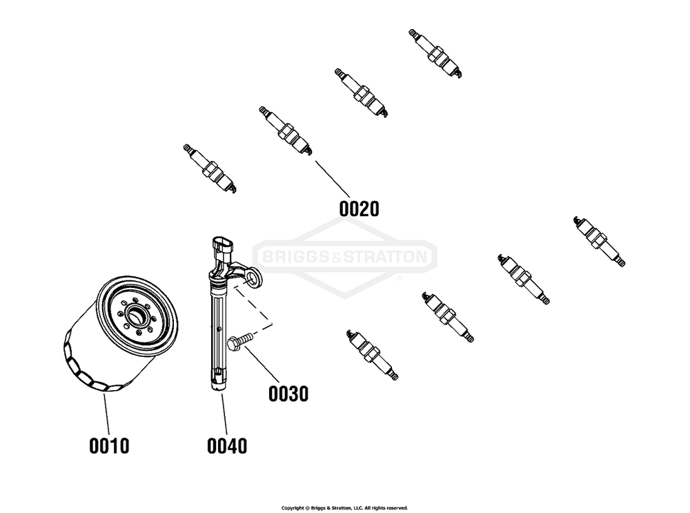 Engine Group - Sensors And Spark Plugs Diagram and Parts List for 080015-02  Briggs and Stratton Generator